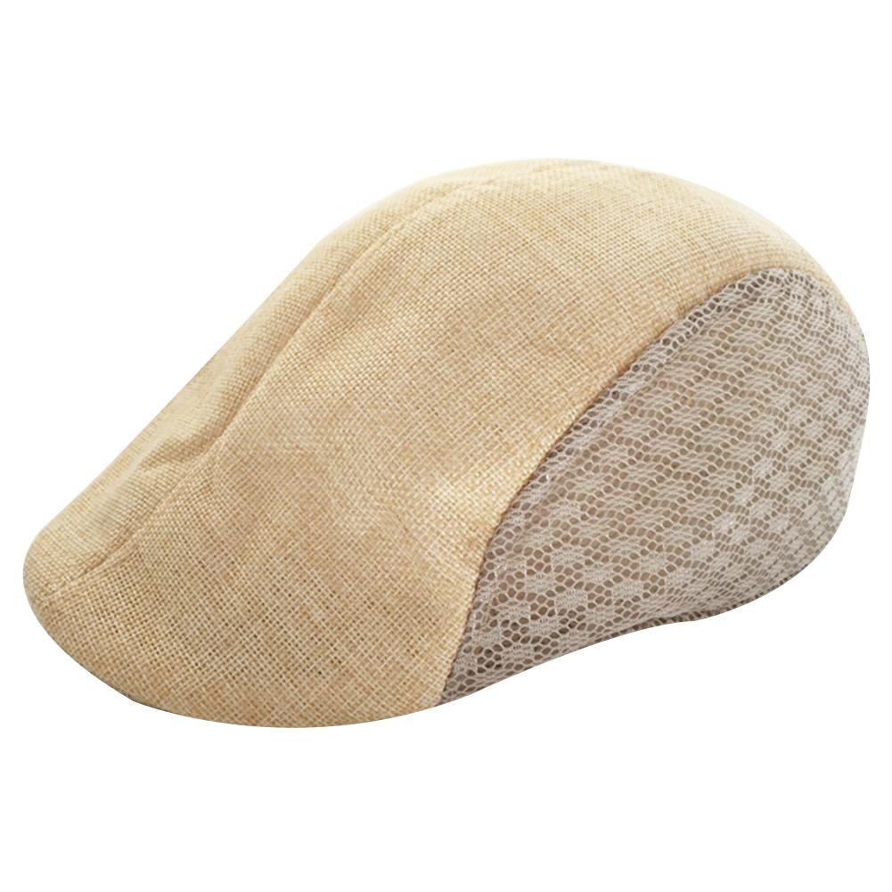 Boina plana de lino transpirable para hombre y mujer, gorro plano de estilo Otoño, cómodo, con visera, para Golf: F