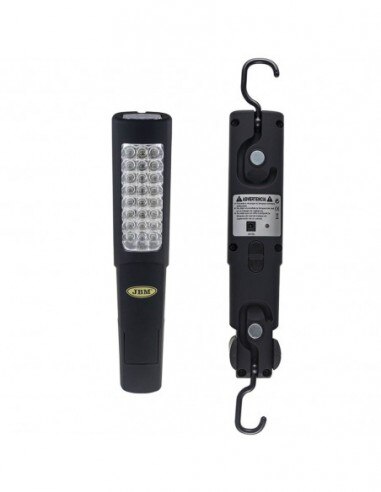 JBM 51889 PORTATILE OFFICINA 24 + 6 portato con BATTERIA RICARICABILE/con DOPPIO MAGNETE, CUNEO di SOSTEGNO E MAGNETIZZATO BASEMAN