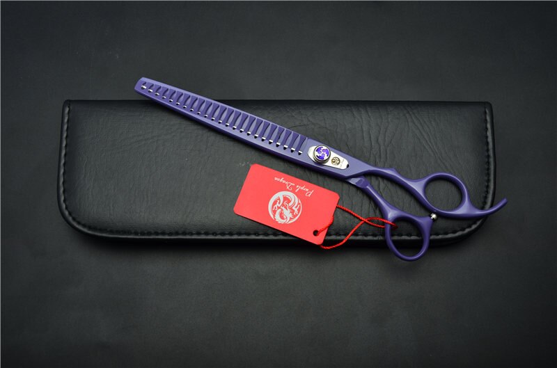 8.0 &#39;&#39;22.5 Cm Paarse Draak Professionele Honden Katten Huisdieren Haar Schaar Kappersscharen 23 Tanden Fishbone Dunner Scharen Z4004: Purple With Case