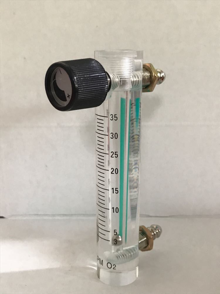 Acryl Gas Lucht Zuurstof Flowmeter Flowmeter Countor Indicator O2 Met Klep Messing Connector 0.1Mpa 3-35L/Min Hoogte 116mm
