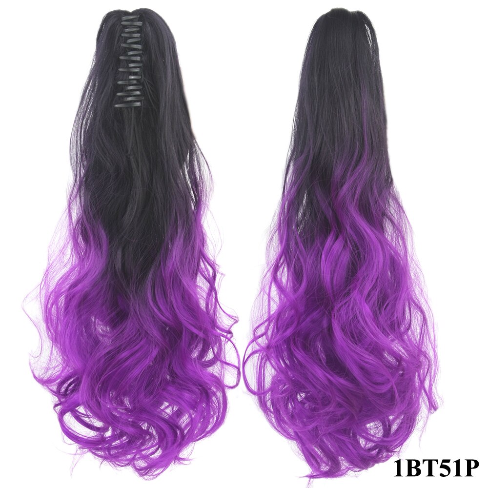 Soowee – Postiche Queue De Cheval synthétique à pince, 24 pouces, Extensions De cheveux ondulés gris ombré, Postiche Queue De Cheval