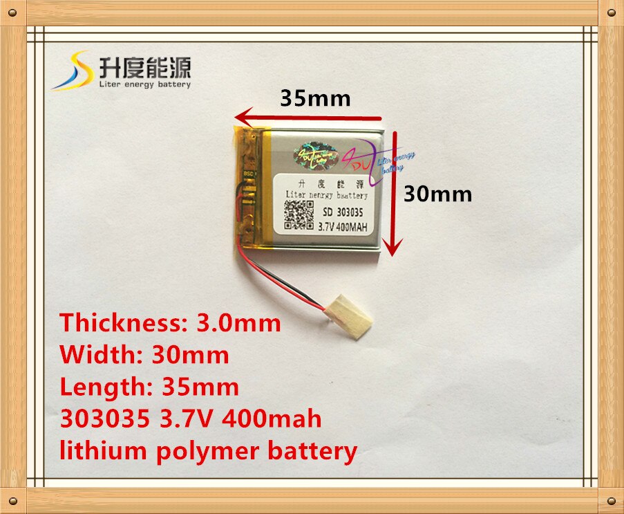 3.7 v lithium polymeer batterij 303035 033035 MP3 MP4 batterij 400 mah recorder