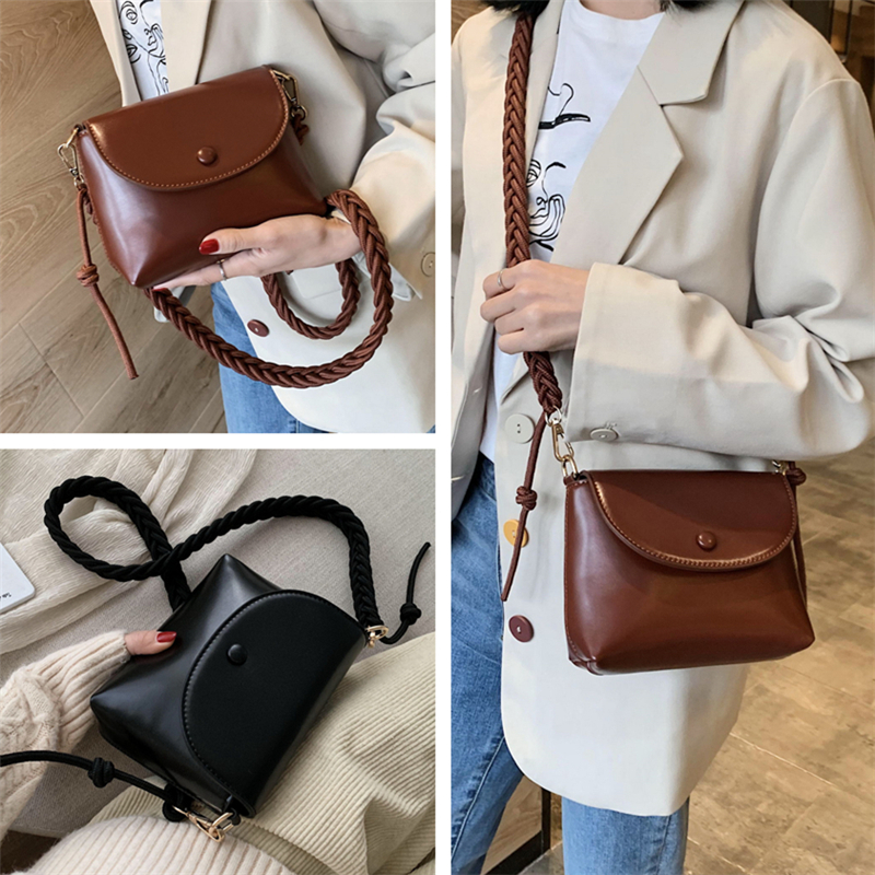 Burminsa Koreanische Stil Mini Umhängetaschen Für Frauen gewebte Gurt Mädchen Schulter Taschen PU Leder Damen Bote Taschen Sommer