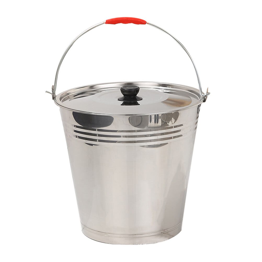1Pc Stainless Steel Bucket Household Water Bucket Multi-purpose Bucket with Lid