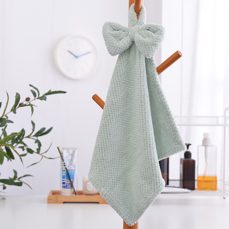 1 Pcs Super Absorbent Wipe Hand Towel Bathroom Portable Quickly Drying Hanging Kitchen Towels Reusable Towelling Rags: Light Yellow