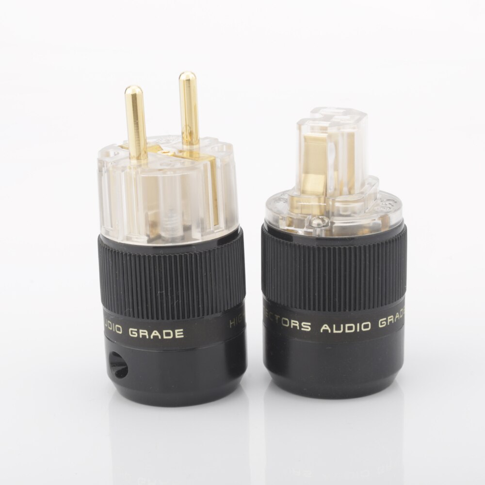 Schuko Power Plug EU Plug Hifi European plug Male Female Power Plug 24K Gold plated Rhodium silver Plated HIFI diy: T-24K Gold Plated