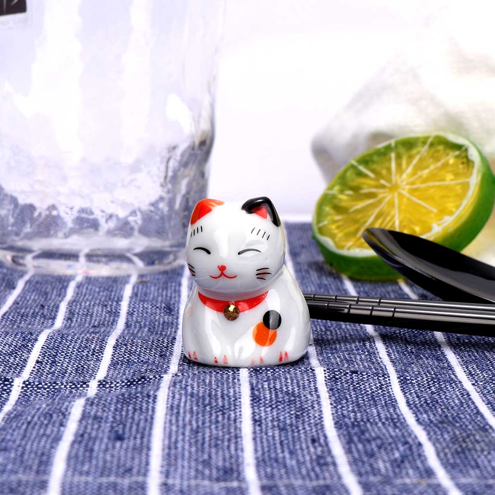 5 stk/sæt japansk stil keramiske spisepinde holder stativ sød kat spisepinde stativ pude pleje hvile køkken kunst håndværk bord