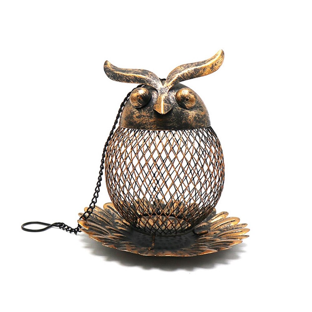 1pc Wild Bird Owl Shape Feeder Outside Hanging Metal Mesh Wild Hummingbird Feeders Owl Decor Accessories for Outdoor Garden Yard: Default Title