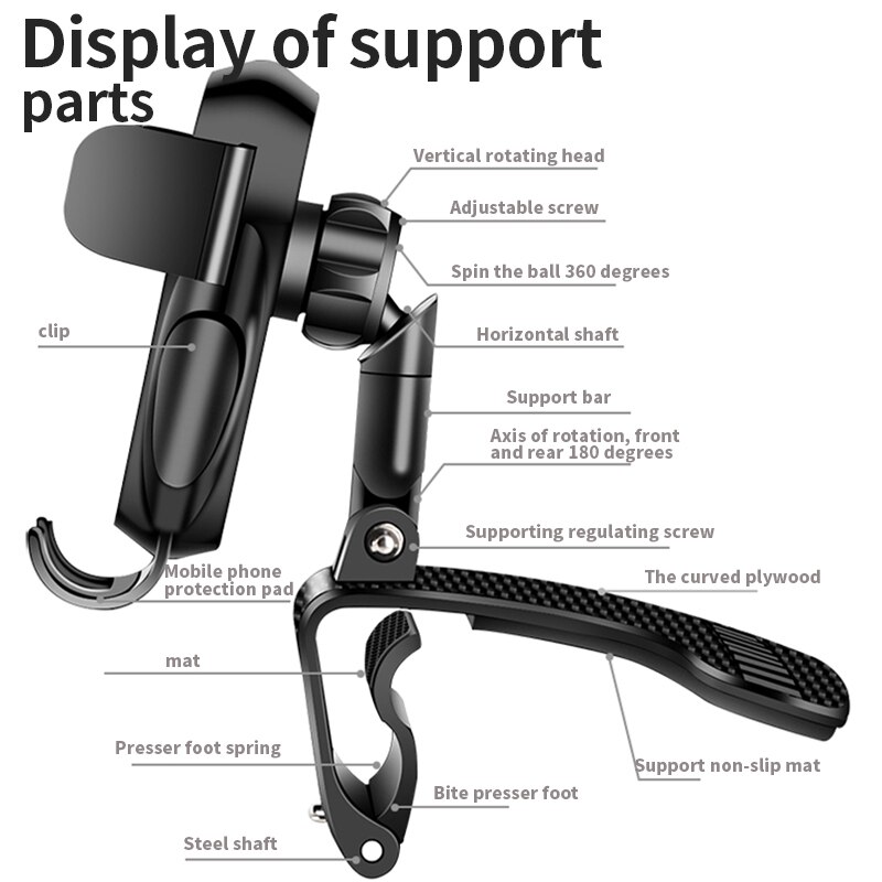 360 stopni panel uchwyt samochodowy telefon uchwyt robić smartfona podstawka strąk telefon wsparcie automatyczny stojak na telefon komórkowy stojak z kartami parkingowymi