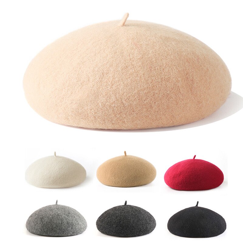 NO.ONEPAUL Female Bonnet Caps Winter All Matched Warm Walking Hat Cap Cheap Women Wool Solid Color Beret