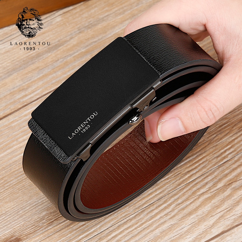 LAORENTOU Brand Men Male Cutable Belt Man's Belts with Buckle Gentleman Belt Split Leather Replacement Belt