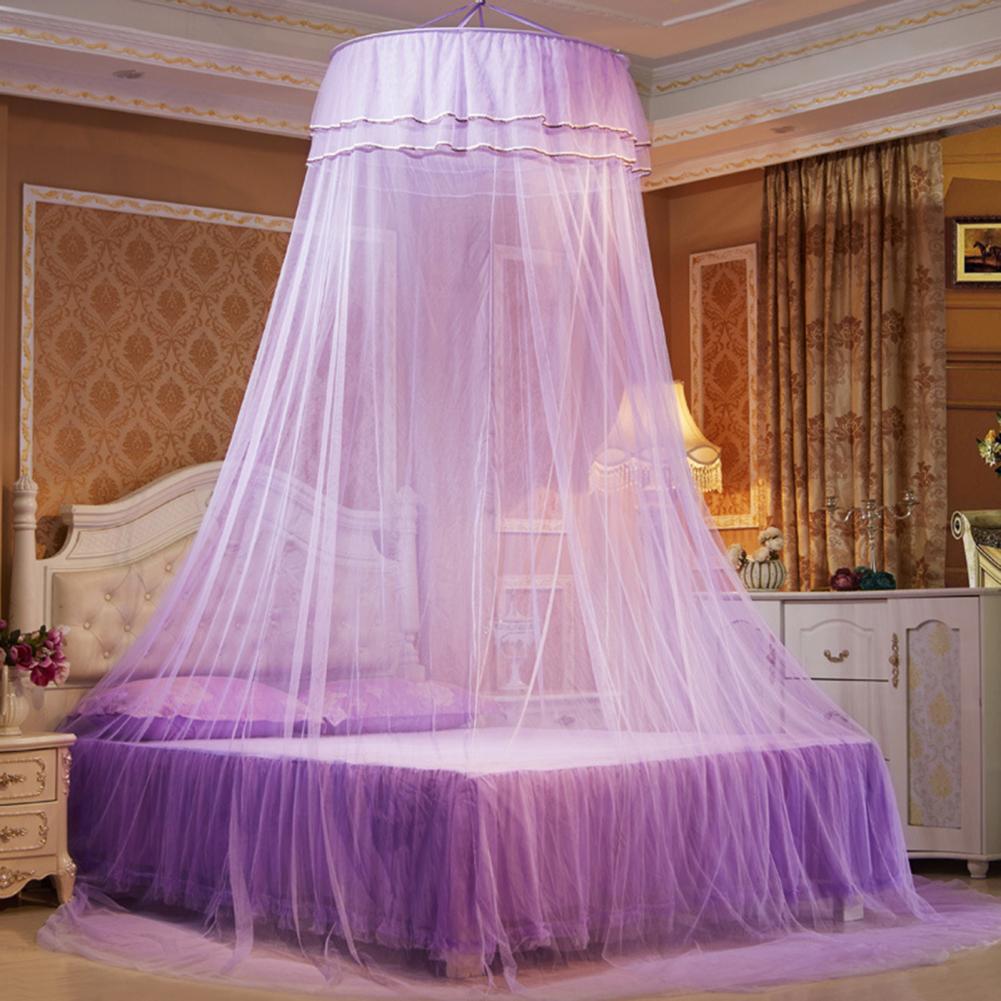 50%HOTMosquito Net Round Top Stimulation Butterfly Pin Polyester Fiber Decorative Bed Canopy for Student