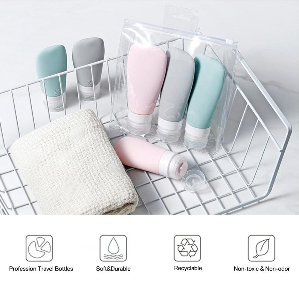 3Pcs 60/90ml Silicone Refillable Bottle Travel Shampoo Bottle Lotion Travel Packing Press Bottles Portable Cosmetic Container