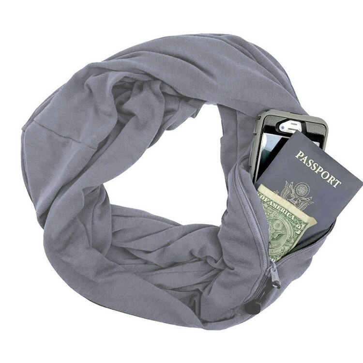 Convertible Infinity Sjaal met Pocket Reis Infinity Sjaal All-Match Mode Vrouwen Sjaals Effen Soft Pocket Loop Sjaal
