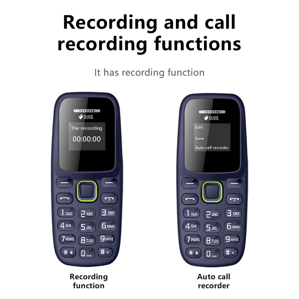 BM310 Piccoli telefoni cellulari Auricolare Bluetooth sbloccato Telefono Registrazione automatica delle chiamate a bassa radiazione Doppio telefono cellulare piccolo SIM