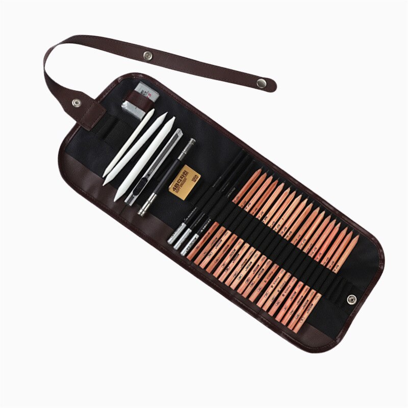 Juego de bocetos profesionales, 29 Uds., Set de dibujo, lápices de madera, bolsas de lápices, material artístico para estudiantes y escuela de pintor