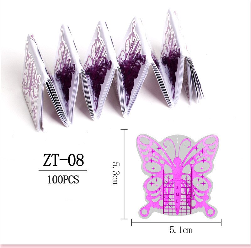 100 pièces poisson forme Nail Art français acrylique UV Gel conseils Extension Curl constructeur forme pochoir manucure outil autocollant pour polonais Guide: 8