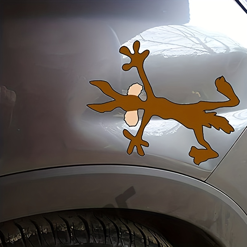 Reflective Dent Fix Car Decals Cartoon Coyote Splat Hitting Wall Door Cars Laptop Truck Bumper Window Decal Bandage Stickers: Brown