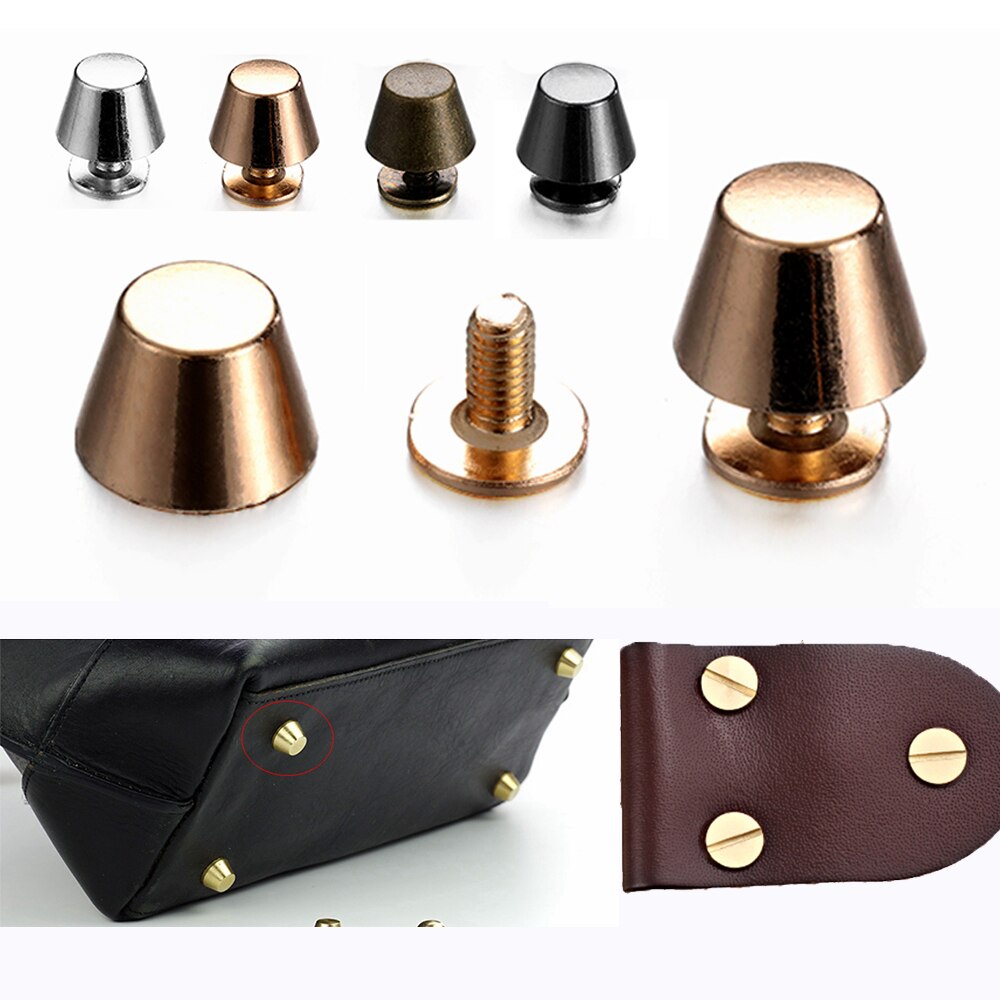 Kit 10 Rivetti In Ottone Con Anello Per Pelle - Borchie A Vite Testa Tonda Per Scarpe, Cinture E Accessori Fai-Da-Te - 2