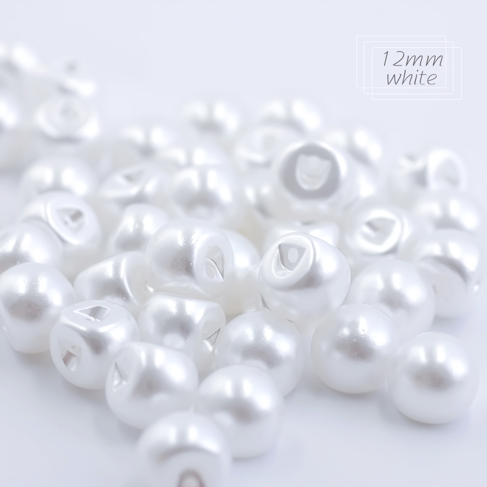 Botones de costura Hisenlee de 6 tamaños, botones redondos de perlas de plástico con agujero lateral, 6mm, 8mm, 9mm, 10mm, 12mm, 14mm, accesorios blancos/Marfil, 100 Uds.: Latón