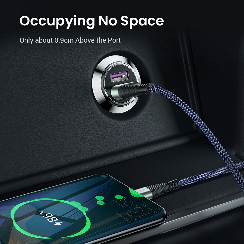 36W QC 3.0 Quick Charge Dual USB Car Charger All Metal Car Auto Charger Mini Car Phone Charger for iPhone Samsung Huawei Xiaomi