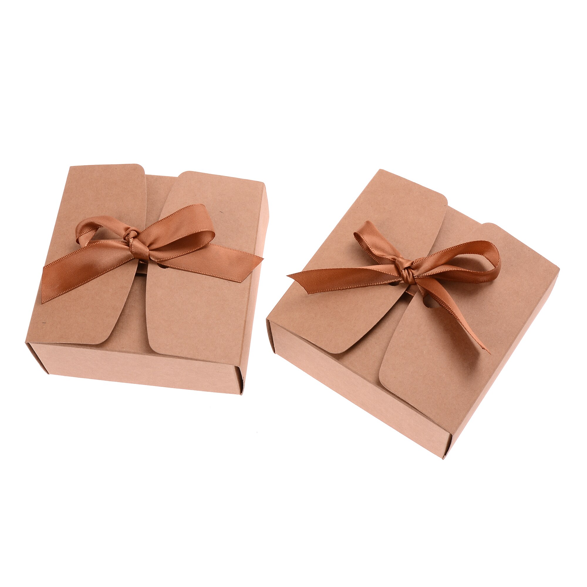 Square Kraft Paper Box Cardboard Package Valentine's Day Candy Storage Boxes With Ribbons Custom Love Box