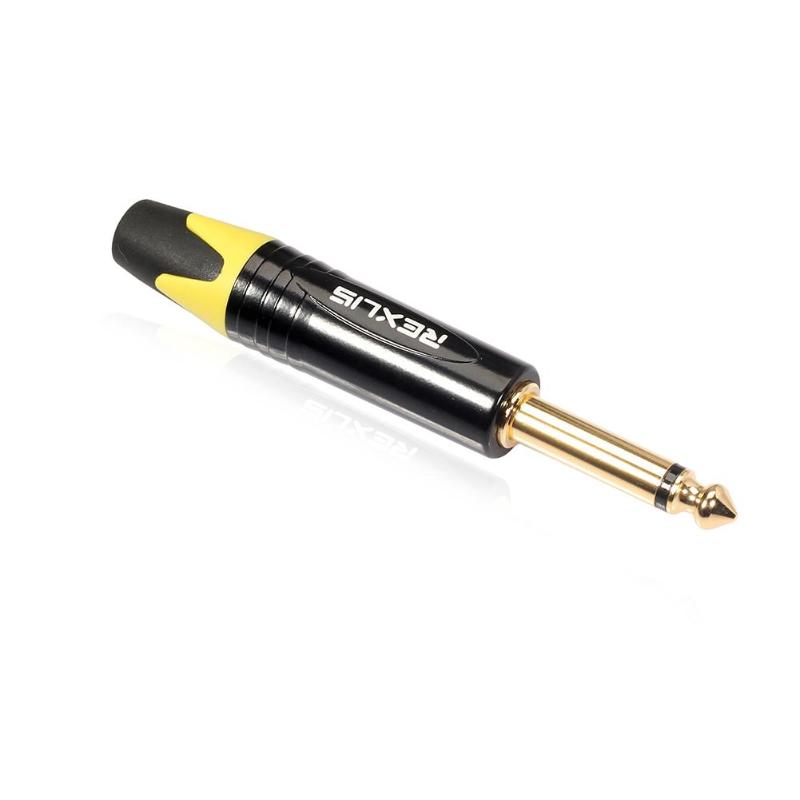 6.35mm Mono Jack Male Plug Connector DIY Soldering Plug for Microphone Support: Yellow