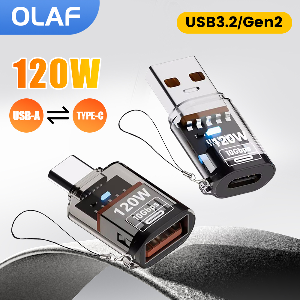 Adaptador OTG de 120W USB3.2 macho a conector hembra tipo C 3 en 1 transferencia de datos convertidor de auriculares de carga rápida para iphone 15 16