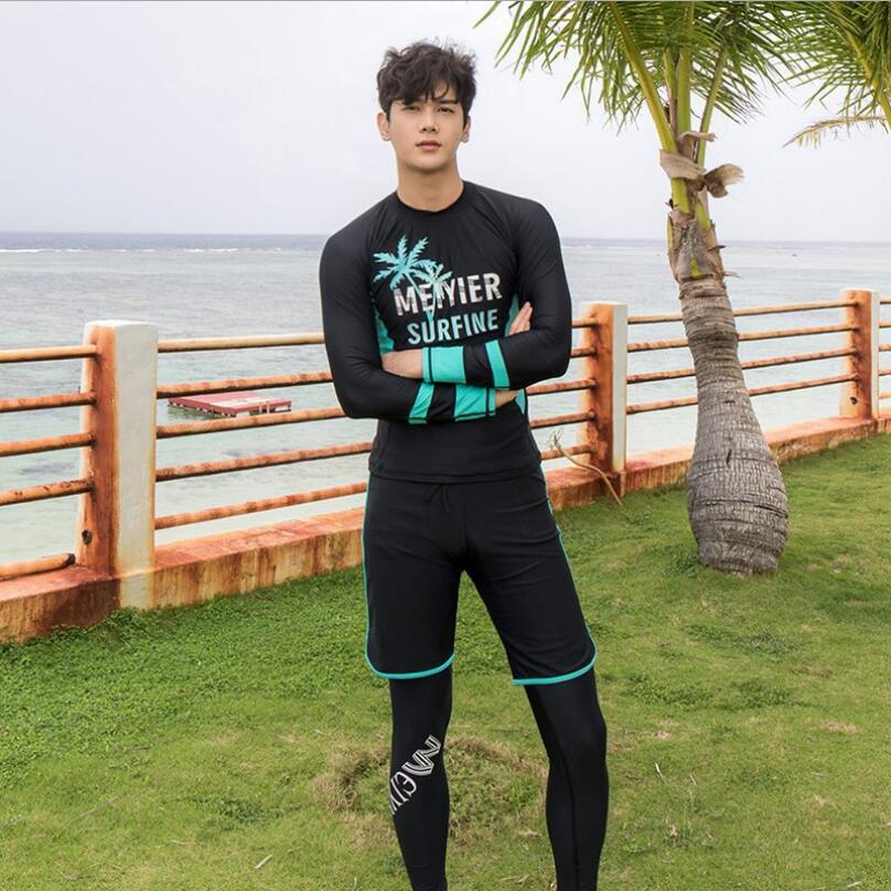 MEIYIER Surfing swimwear for couples Men and women korean rash guards shorts+shirt swim suit compression swimsuit: men / XXXL