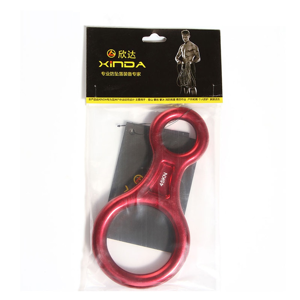 XINDA-Dispositivo de rappel para escalada en roca, 8 formas, ocho anillos, 45KN, descenso, Belay, mosquetón de rappel, Kit de descenso al aire libre