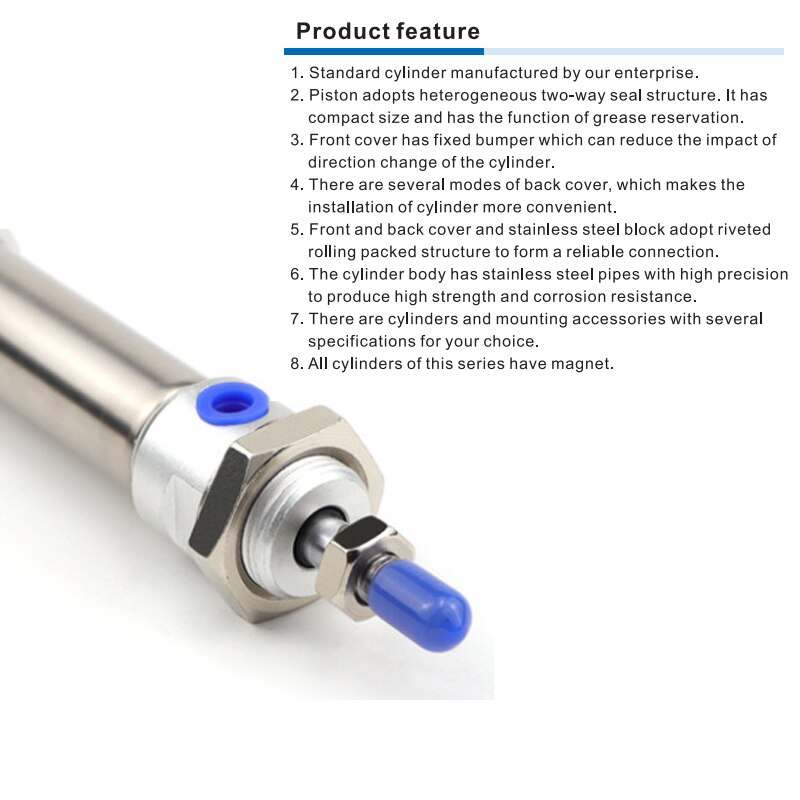 Stainless Steel Mini Cylinder With Air Buffer MAC32*25/50/75/100/150/200/300-S-CA