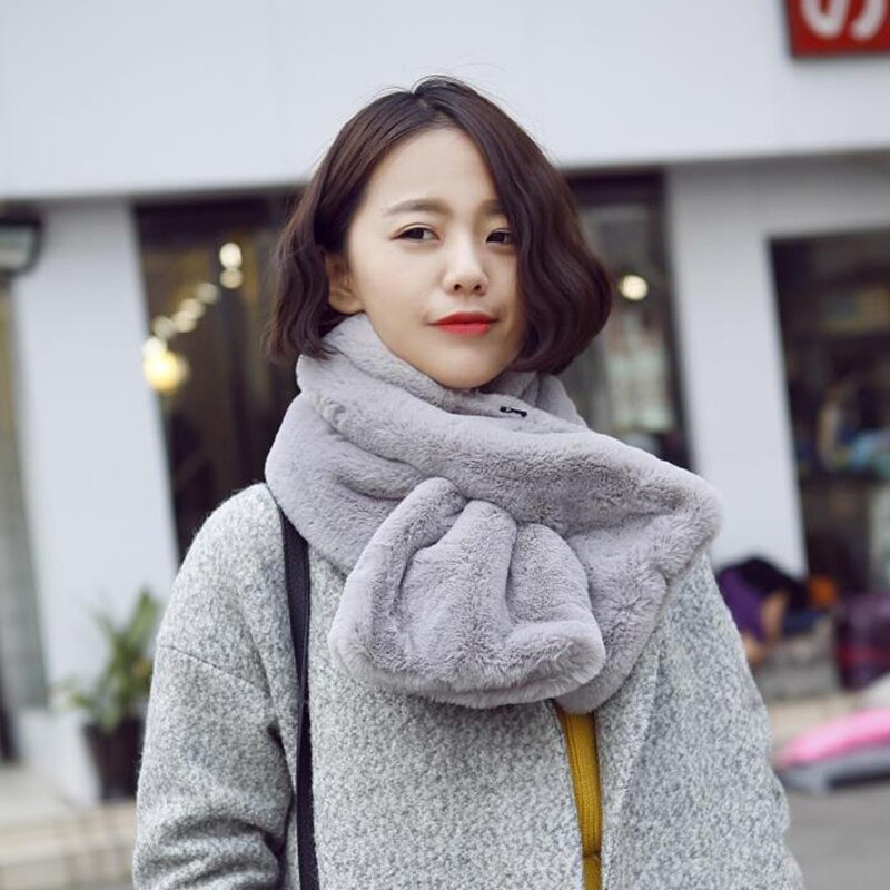 Scarf écharpe fausse fourrure pour femmes | Écharpe d'hiver chaude et douce, écharpe à anneau pelucheux, châles, enveloppes, écharpe à épaules, , au détail,: gray
