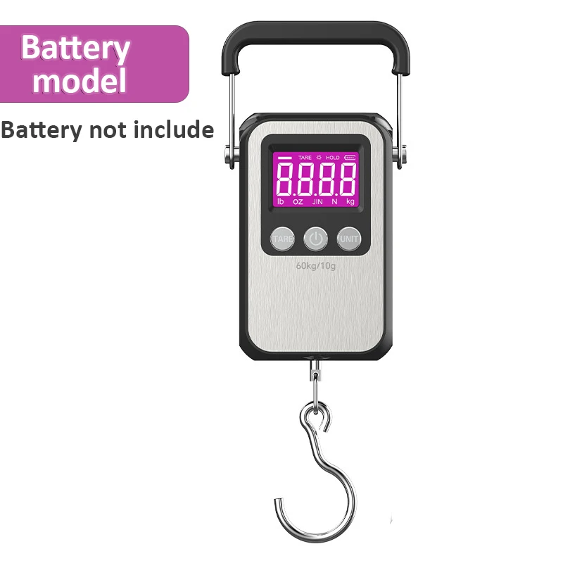 Báscula Digital con gancho para colgar, báscula portátil para equipaje con batería/carga USB, herramientas de pesaje con gancho para colgar, 60kg/10g: Marrón
