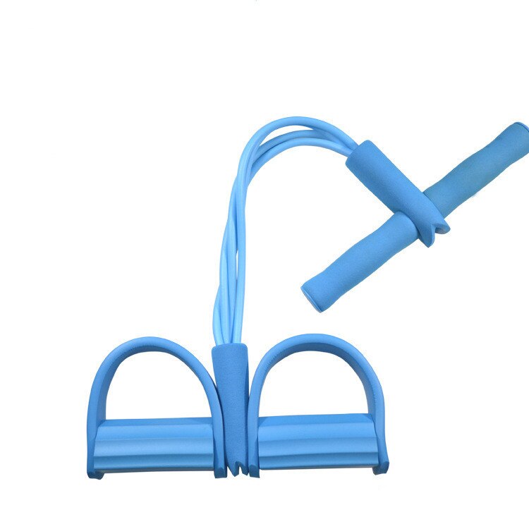 Tensor de Pedal portátil para sentadillas, cuatro tubos, cuerda de tensión multifuncional, reducción de grasa: Azul