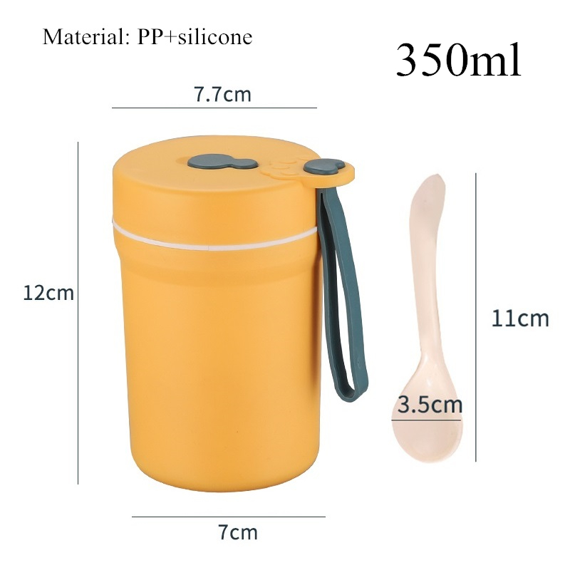 Microwave Lunch Box Wheat Straw Dinnerware with Spoon Chopsticks Food Storage Container Children Kids School Office Bento Box: Thermos cup yellow