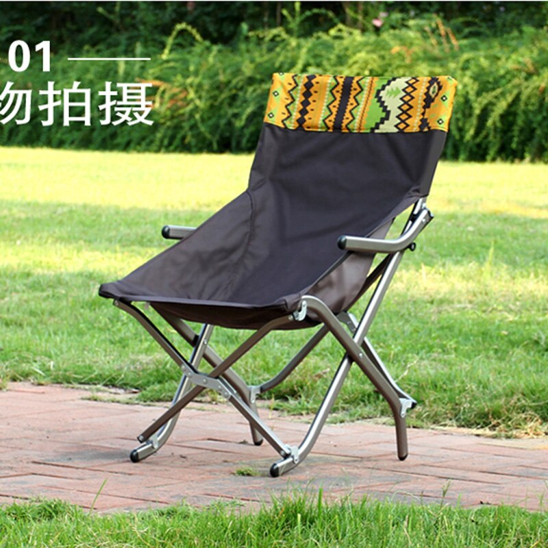 Outdoor ultra light aluminum folding chair Household portable lunch break recliner fishing chair bearing 100-120kgs