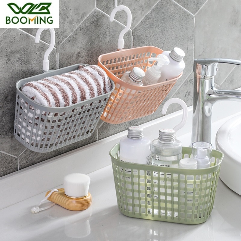 Wbbooming 360 graden draaibare plastic opbergmand keuken badkamer bureaublad kruiden multifunctionele douche opbergzak