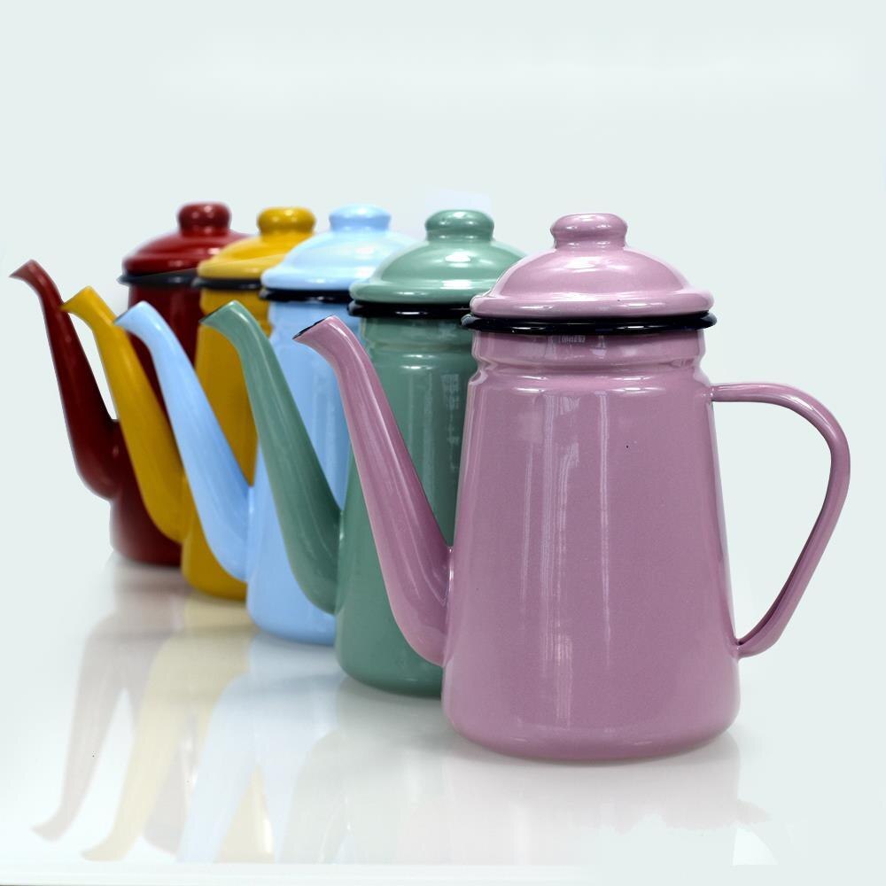 1.1L Enamel Coffee Pot Hand Tea Kettle Induction Cooker Gas Stove Universal