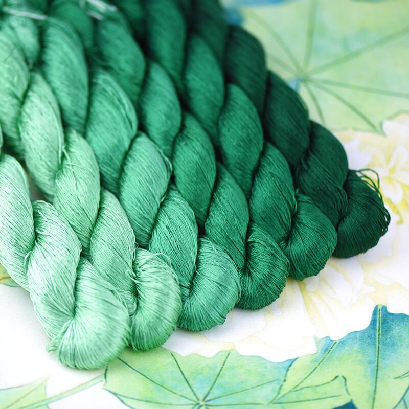 1pcs/400m silk embroidery thread / 100% silk thread /hand embroidery embroider cross stitch/dark green series/6 gradient colors