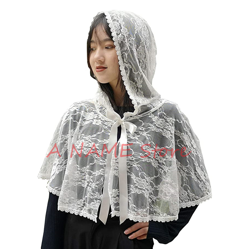 Voile d'église catholique pour femmes, Cape, Cape, Cape, Cape, brodée en dentelle, mouchoir, Barinia, cravate, ruban