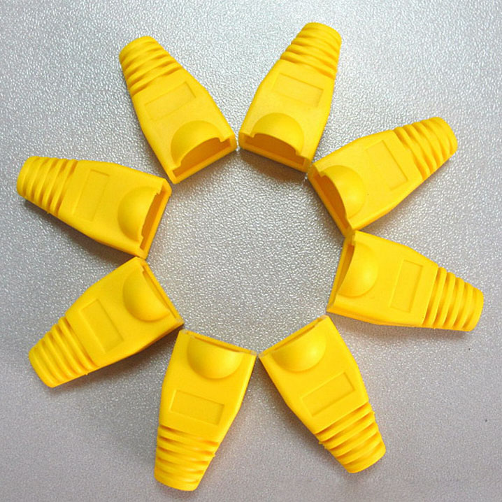 Multicolo CAT5 CAT6 kristall kopf mantel ethernet kabel schutzhülle Netzwerk steckdose boot kappe HÜLSE RJ45 Connector Jacke: Gelb