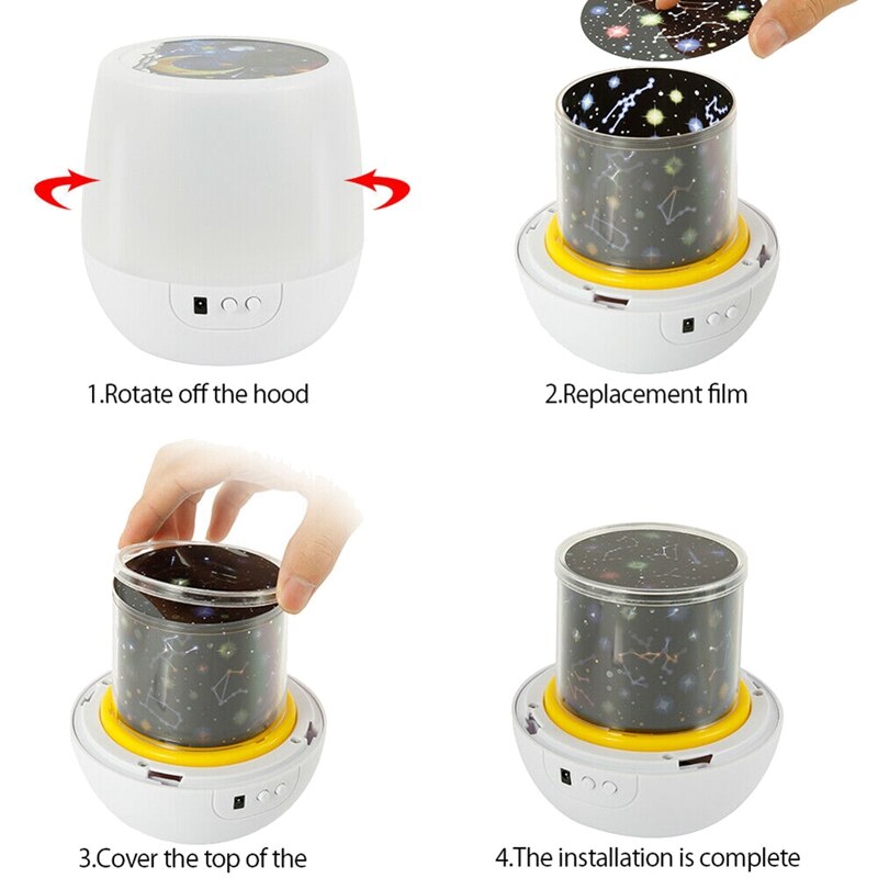 LED Rotating Starry Sky Night Light Projector Dream Bedroom Sleeping Light Decorative Table Lamp Birthday For Kid