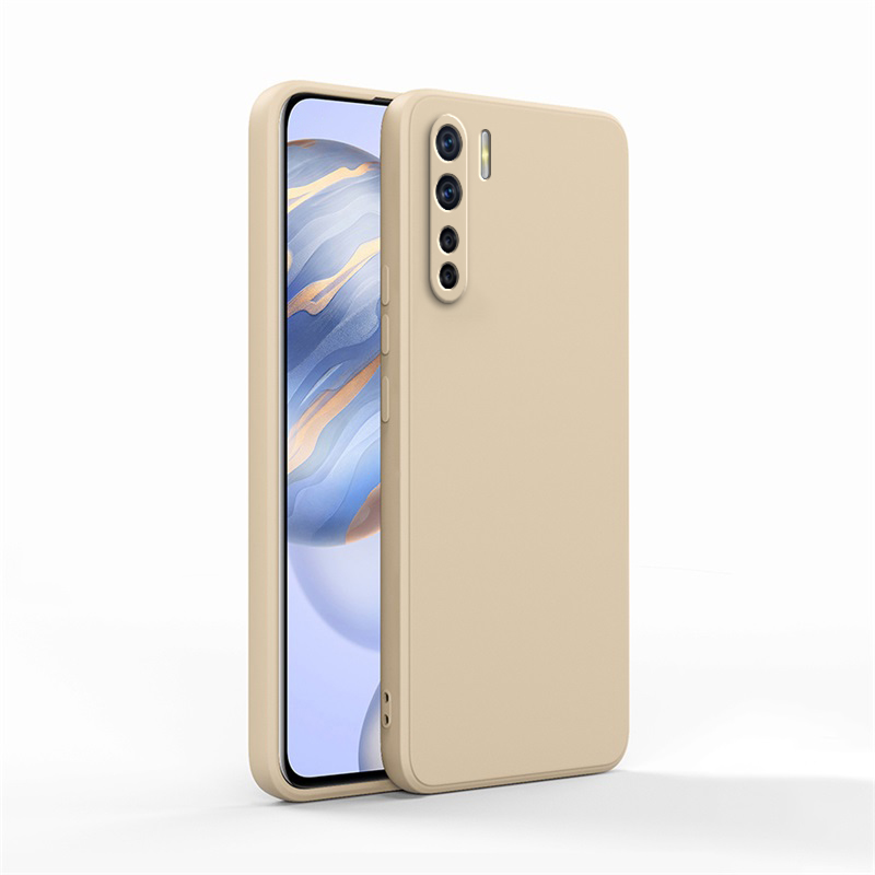 Coque souple originale pour OPPO A91, Protection de caméra, Carcasa carrée en Silicone liquide, luxe, , classique, Funda: Lavande