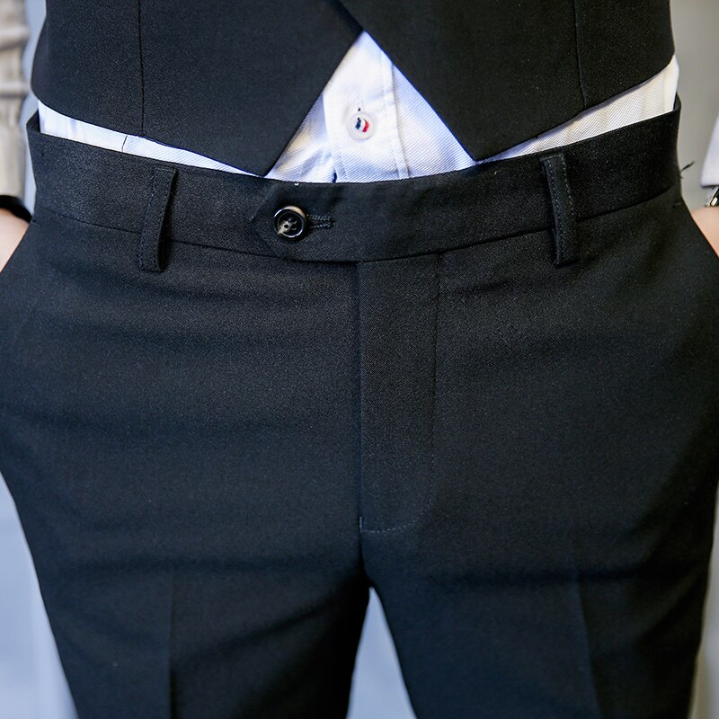 Pantalons habillés pour hommes, pantalons de costume slim fit, pantalons habillés unis, pantalons pour hommes noirs, pantalons longs décontractés et élégants