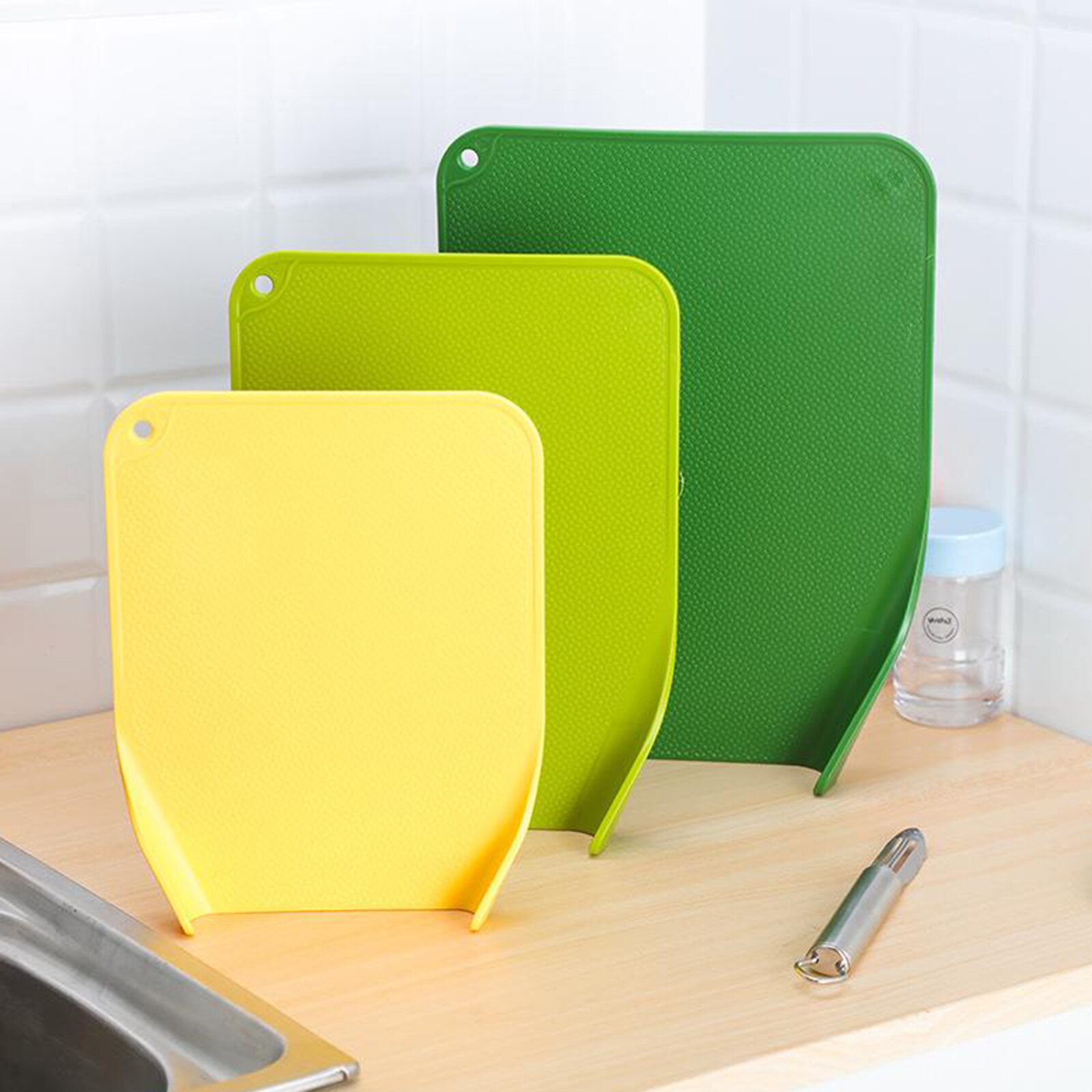 Cutting Boards for Kitchen Plastic Set of 3 Eco-Friendly Cutting Board for Chopping Meat Vegetables Fruits Cheese