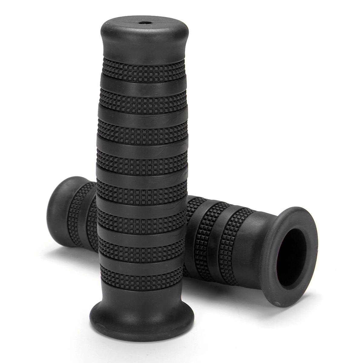 1 paar Universele 7/8 "22mm Motorcycle Bike Rubber Stuur Hand Grip Cafe Racer Bobber Clubman Custom Moto Hand grips Bar: Black