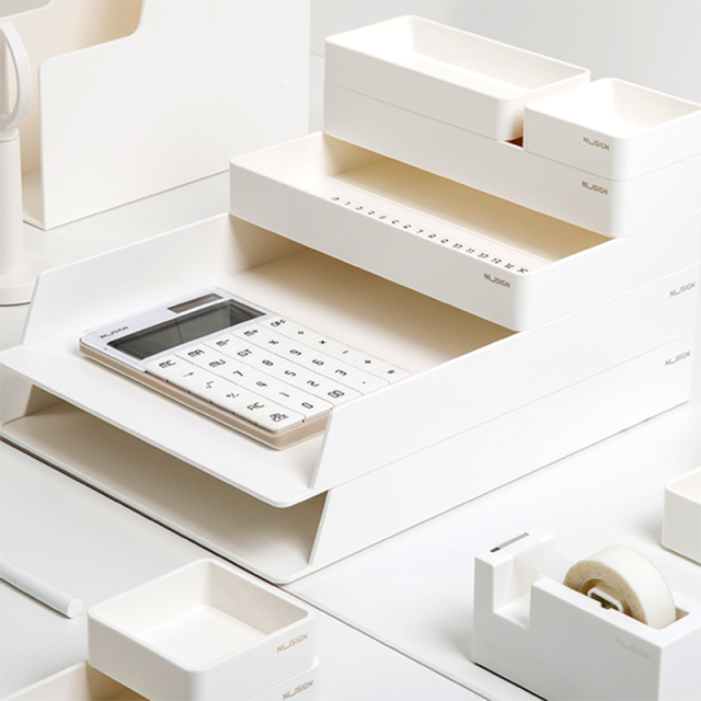 Kreatywny DIY 6 sztuk tacka na dokumenty pudełko do przechowywania w stojaku INS japoński Organizer do dokumentów papierowych do domowego biura Study Business Desktop: Pure White