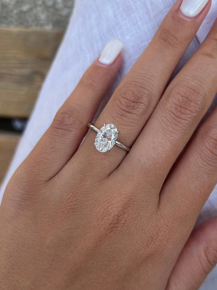 Anillo de Plata de Ley 925 de lujo con circonita de 1-8CT, precioso anillo de piedra ovalada para mujer, compromiso, boda, joyería fina de lujo de
