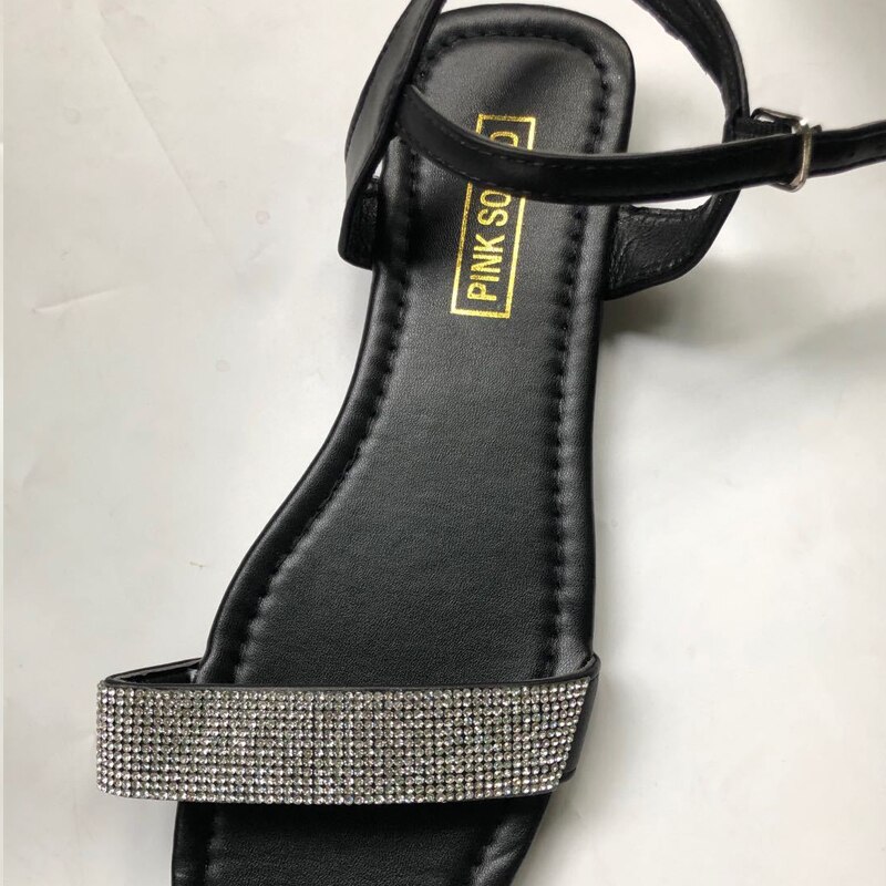 Sandalias planas informales con diamantes de imitación para mujer, Calzado cómodo sin cordones, para verano, va444,