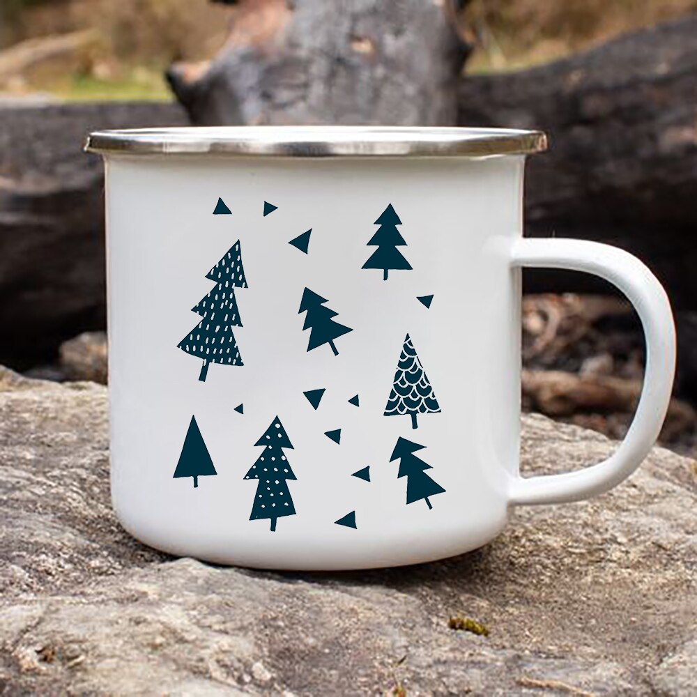 Træ bjerg måne stjerner emalje kaffe te krus camping bål fest øl drink juice cola kopper udendørs vandreture: Xh1554-a015wh-8